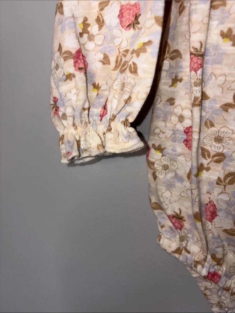 modern moments Floral Smocked Baby One-Piece Bodysuit - Pink & Cream 18 months